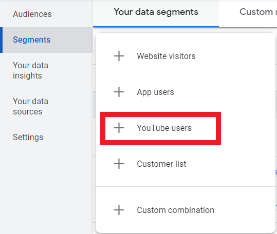 Choose to remarket YouTube users in Google Search Ads campaigns.