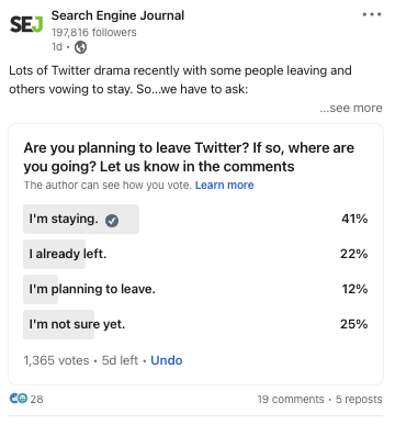 La mayoría de ustedes no se van de Twitter, según muestran los resultados de la encuesta