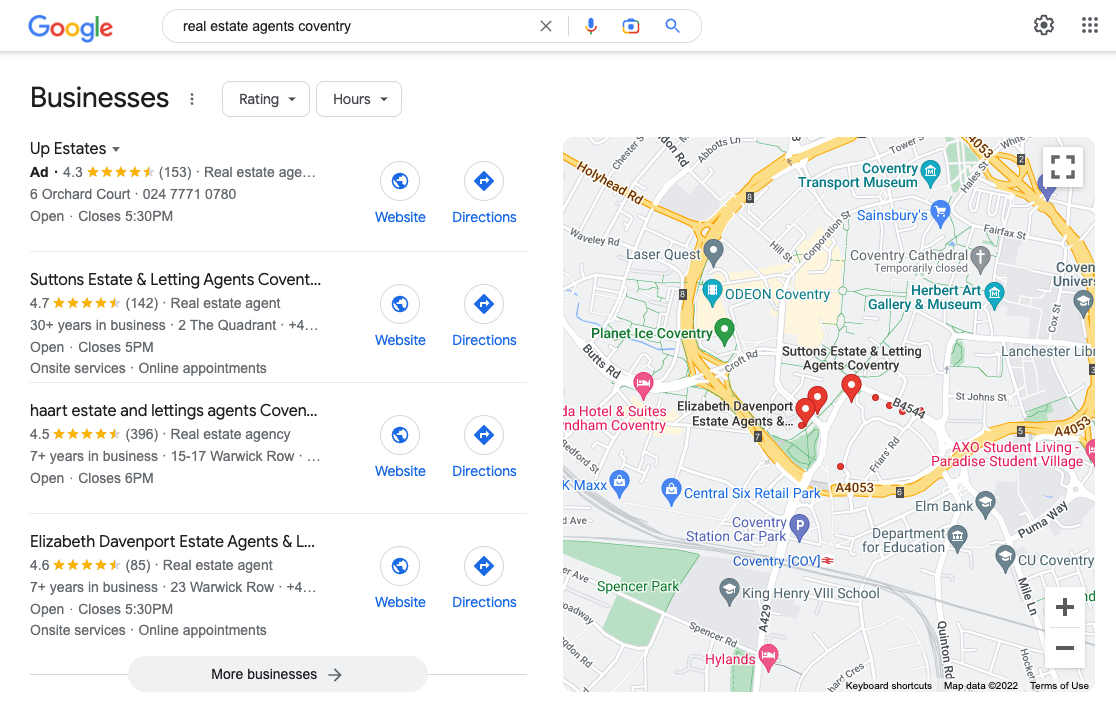 google gbp example for real estate agents