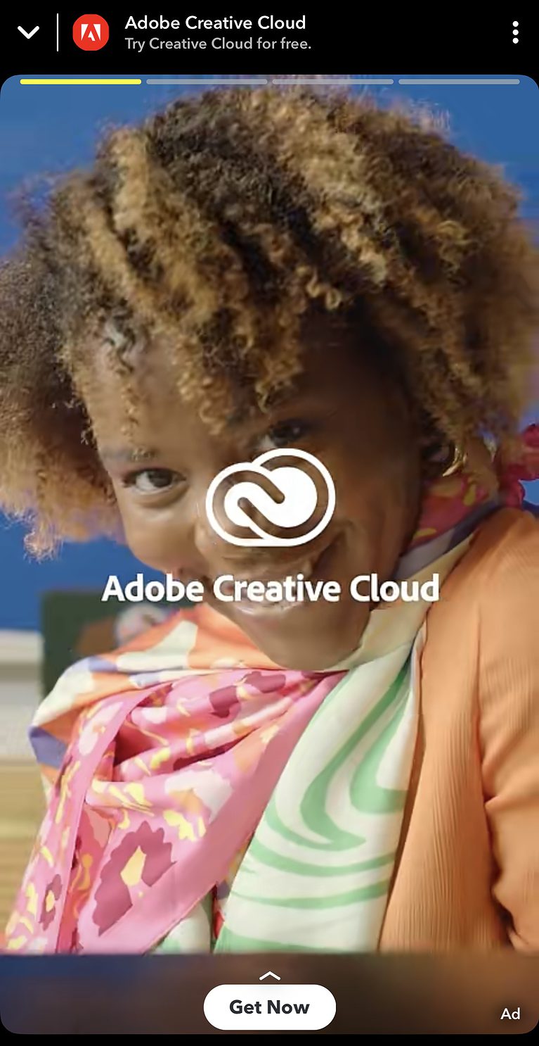 Ejemplo de publicidad de Snapchat de Adobe