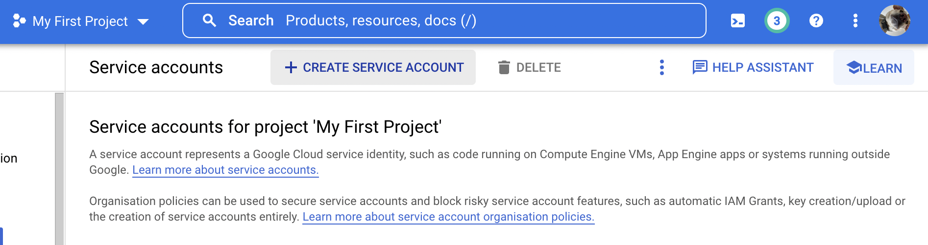 Cuenta de servicio de Google