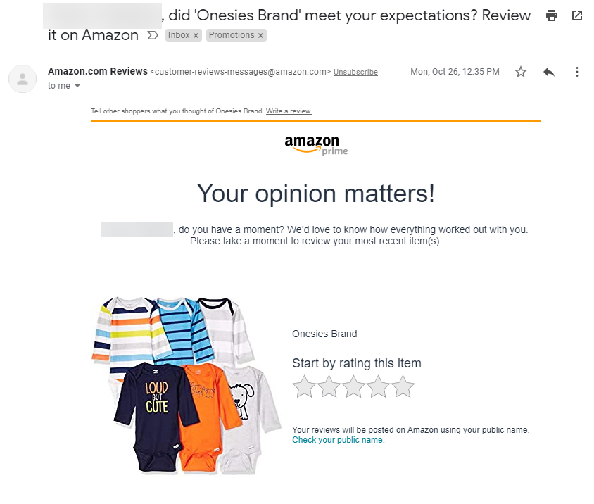 Amazon email notification for buyers