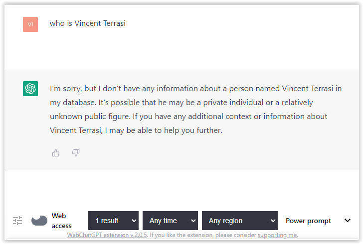 preguntando a ChatGPT: ¿Quién es Vincent Terrasi?