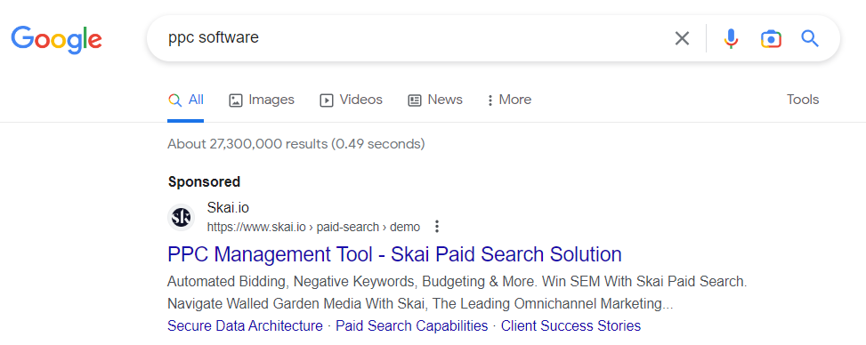 An example of a Google paid search text ad.
