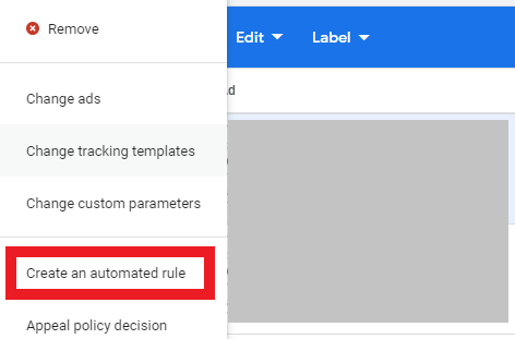 Google Ads automated rule functionality.
