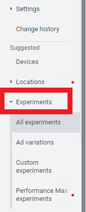 Google Ads Experiments function.