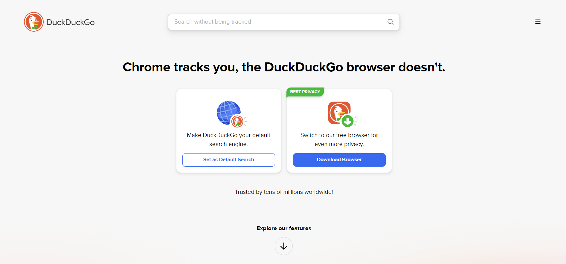 Screenshot from DuckDuckGo